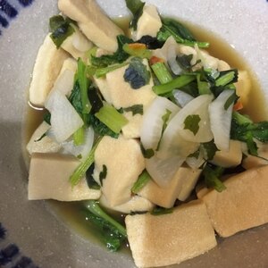 高野豆腐と大根葉の煮もの